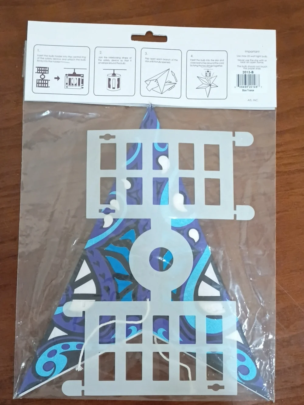 Hanging Paper Star Lamps, Blue, Set Of 3 - New!